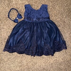Amazon Navy Blue Lace Kids Formal Dress